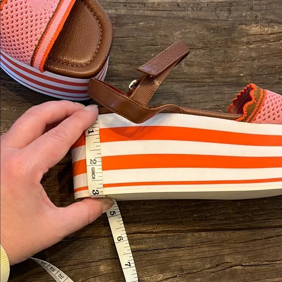 Kate Spade Highrise Platform Vibrant Pink and Orange Sandals - Picture 5 of 5